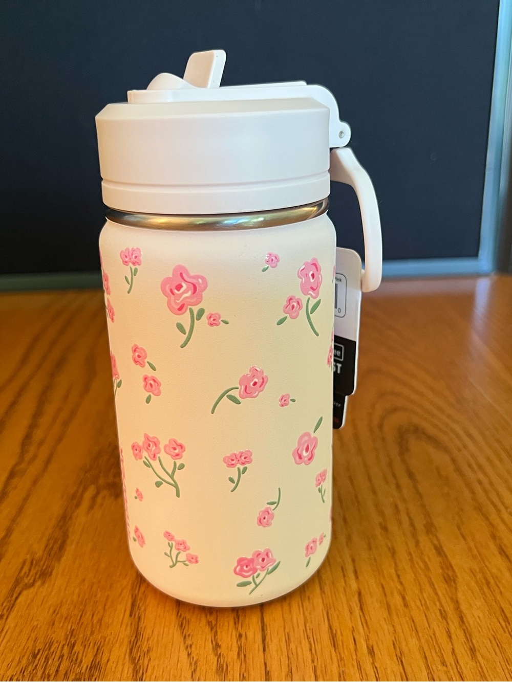 14 oz Hydrapeak Pastel Pink with Roses Water Bottle